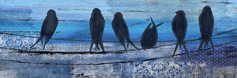 Framed Birds in Blue Print