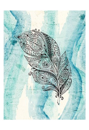 Framed Henna Feather 1 Print