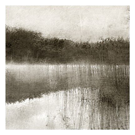 Framed Misty Morning on the Lake Print