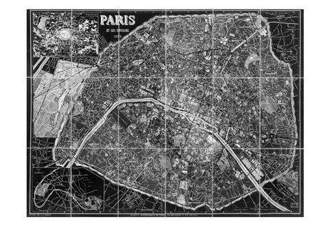 Framed Paris Map BW Print