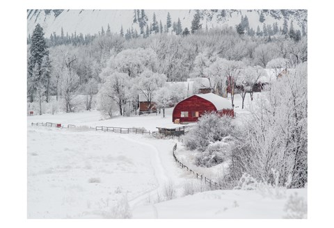 Framed Farm In The Snow Print