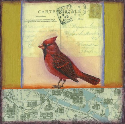 Framed Carte Postale Bird 8 Print