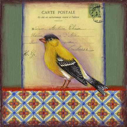 Framed Carte Postale Bird 9 Print