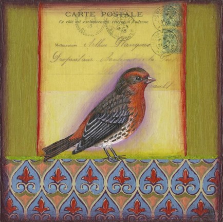 Framed Carte Postale Bird 9 Print