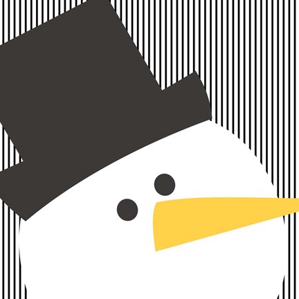 Framed Snowman on Stripes Print