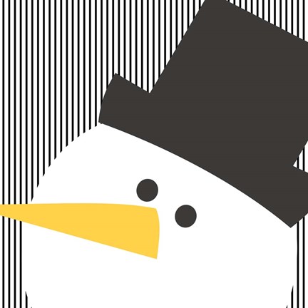 Framed Snowman on Stripes II Print