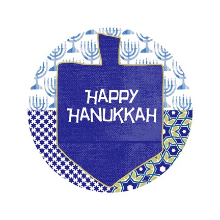 Framed Happy Hanukkah Round I Print