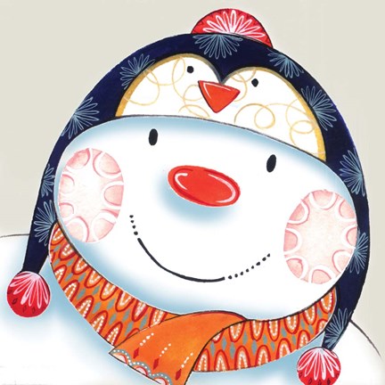 Framed Penguin Snowman Print