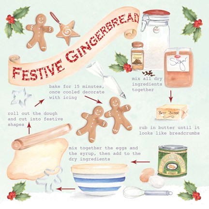 Framed Festive Gingerbread Christmas Print