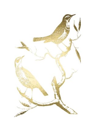 Framed Gold Foil Birds I Print