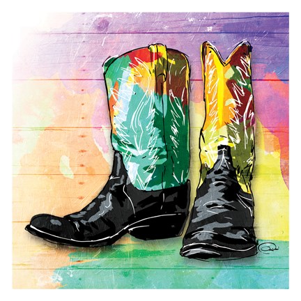 Framed Colorful Boots Print