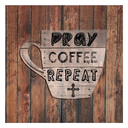 Framed Pray Coffee Repeat Print