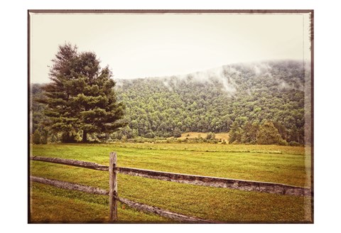 Framed Morning Mountain Smoke Vintage Print