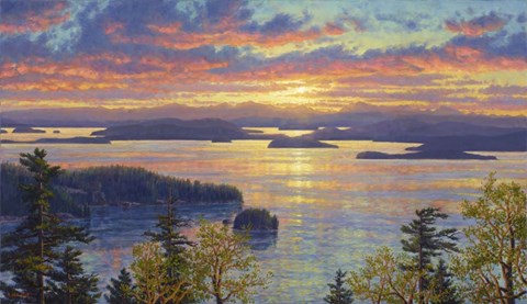 Framed Sunset Over The San Juan Islands Print