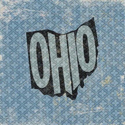 Framed Ohio on Pattern Print