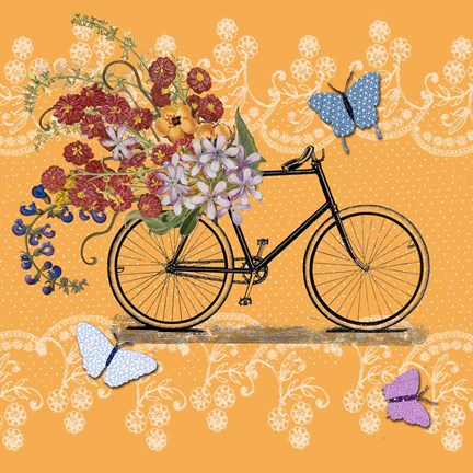 Framed Flower Market Bicycle Print
