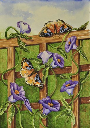 Framed Monarchs &amp; Hydrangeas Print
