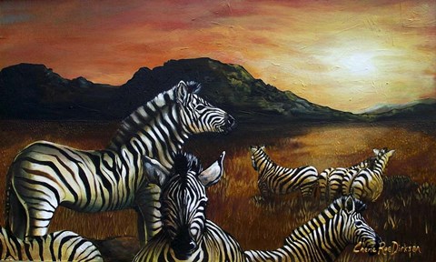 Framed Zebra Sunset Print
