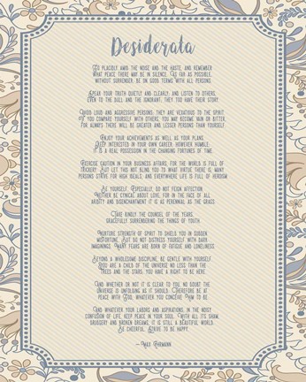 Framed Desiderata Floral Frame Beige Print