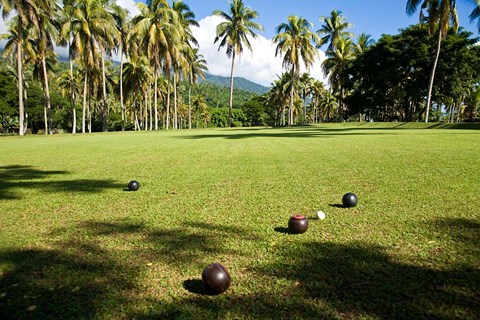 Framed Lawn bowling, Taveuni Estates, Taveuni, Fiji Print