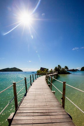 Framed Sun over Likuliku Lagoon Resort, Malolo Island, Mamanucas, Fiji Print