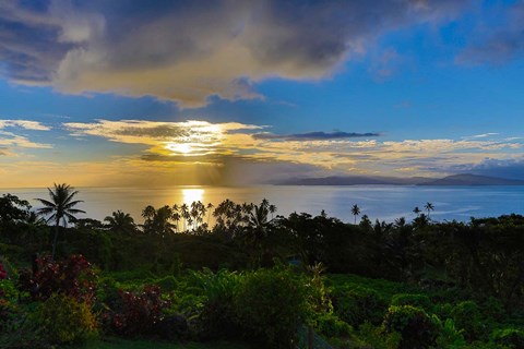 Framed Sunset with Vanua Levu in Background, Fiji Print