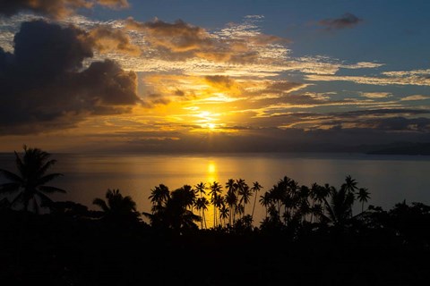 Framed Sunset, Taveuni, Vanua Levu in Background, Fiji Print