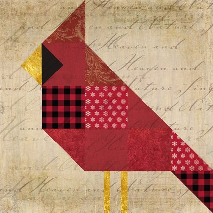 Framed Cardinal Patchwork Print