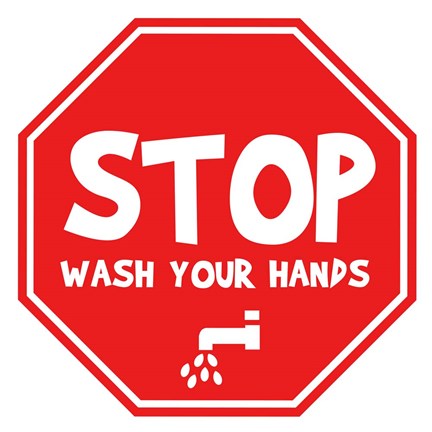 Framed Stop, Wash Your Hands Print
