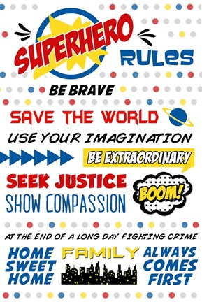 Framed Superhero Rules Typography Print