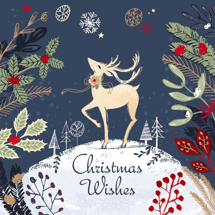 Framed Christmas Wishes - Reindeer Print