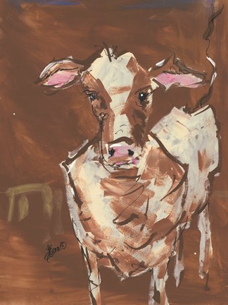 Framed Brown Cow Print