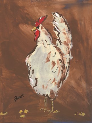 Framed Brown Rooster Print
