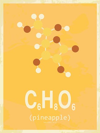 Framed Molecule Pinapple Yellow Print