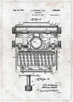 Framed Typewriter Print