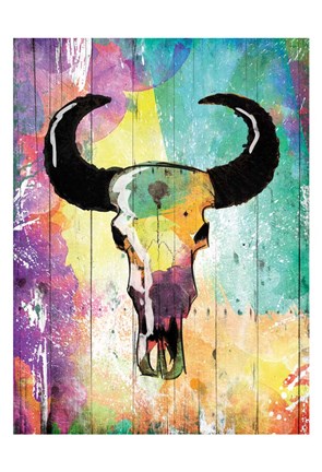 Framed Colorful Bull Print