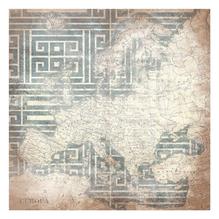Framed Patterned Map Europa Print