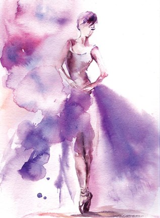 Framed Purple Ballerina I Print