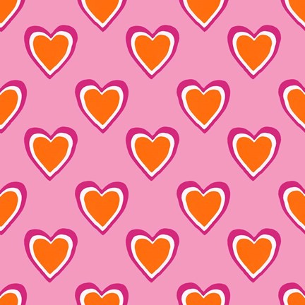 Framed Pink and Orange Hearts Print