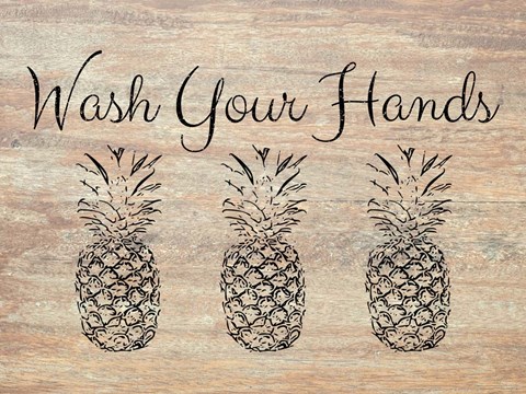 Framed Wash Your Hands on Wood Print