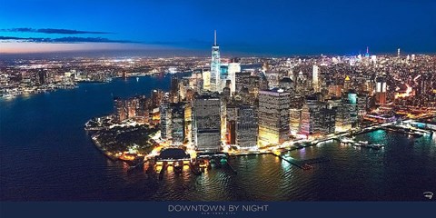 Framed New York Downtown by Night Print