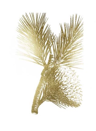 Framed Gold Foil Pine Cones III Print