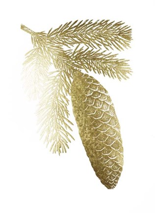 Framed Gold Foil Pine Cones IV Print