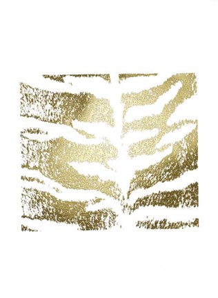 Framed Gold Foil Tiger Pattern on White Print