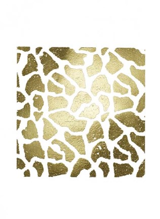 Framed Gold Foil Giraffe Pattern on White Print