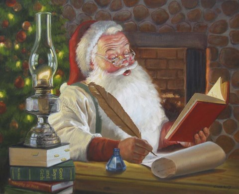 Framed Santa Making A List Print