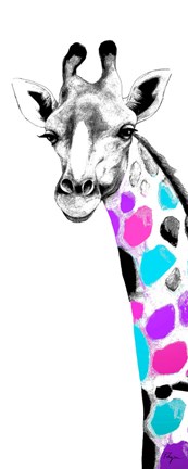 Framed Multicolored Giraffe II Print