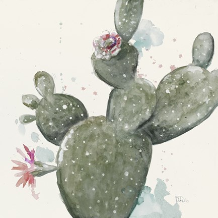 Framed Natural Cactus in Bloom Print