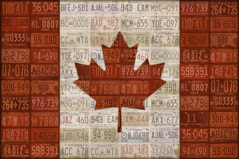 Framed Canada License Plate Flag Print