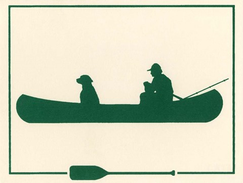 Framed Green Canoe Print